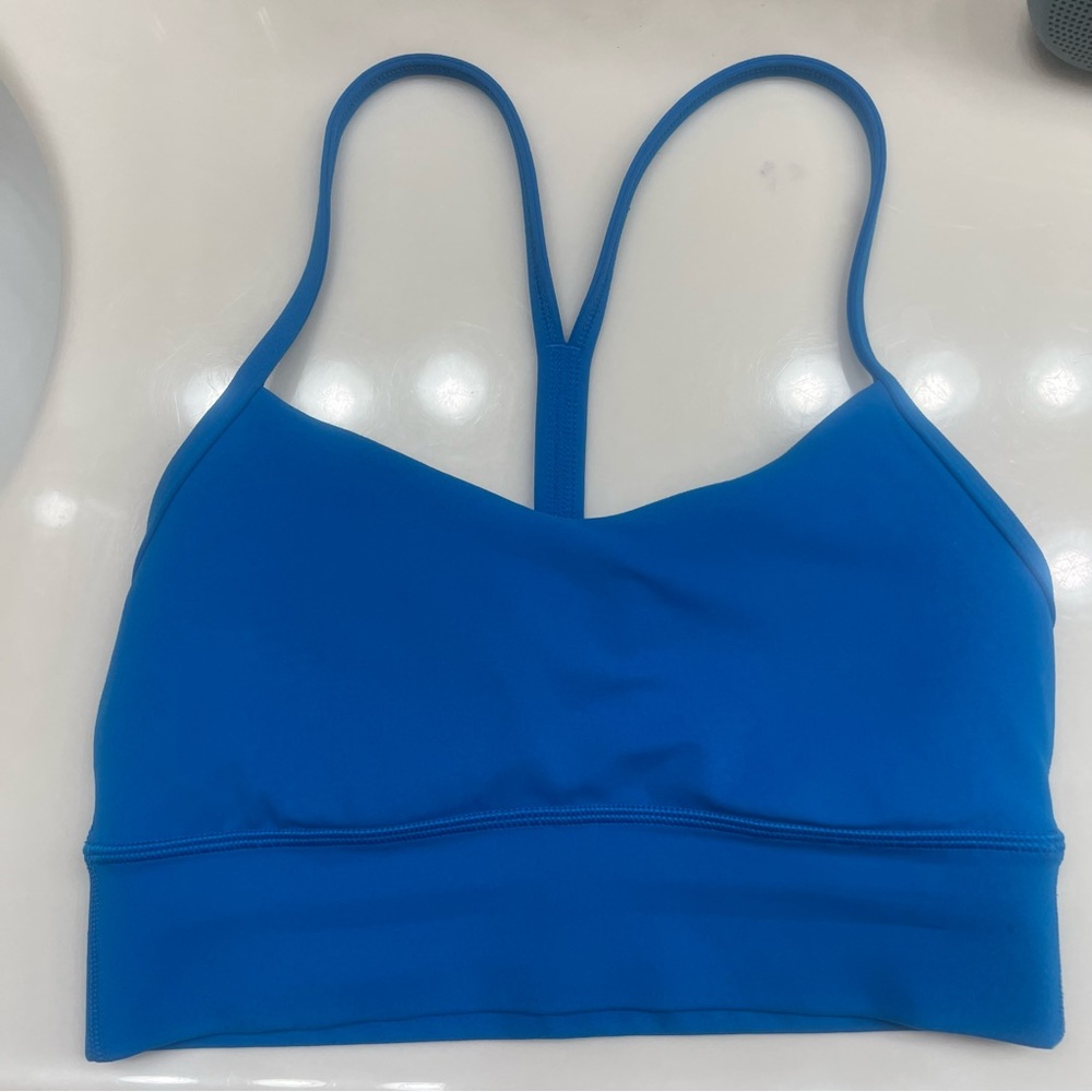 Lululemon Blue Flo Y Longline Sports Bra (size 4)
